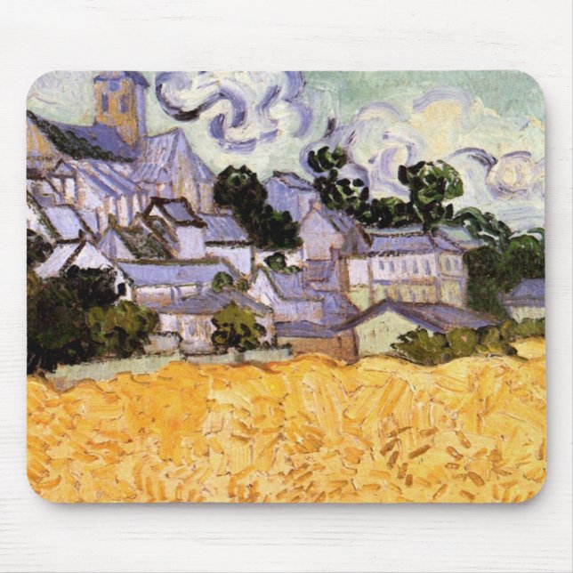 Ansicht von Auvers mit Kirche von Vincent van Gogh Mousepad (Vorne)