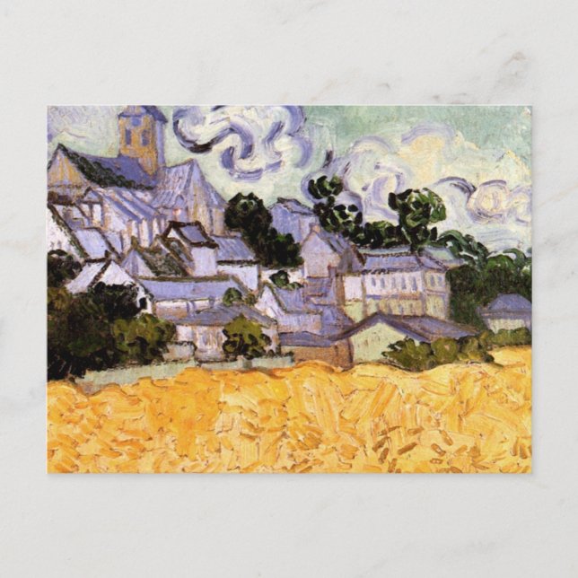 Ansicht von Auvers mit Kirche von Vincent van Gogh Postkarte (Vorderseite)