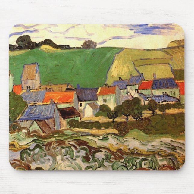 Ansicht von Auvers von Van Gogh Mousepad (Vorne)