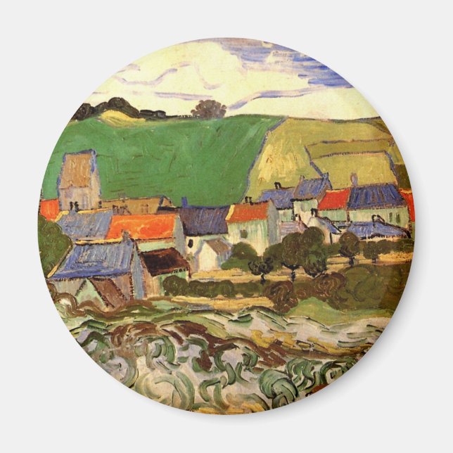 Ansicht von Auvers von Vincent van Gogh Magnet (Vorne)