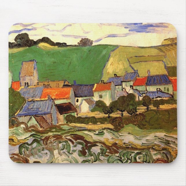 Ansicht von Auvers von Vincent van Gogh Mousepad (Vorne)