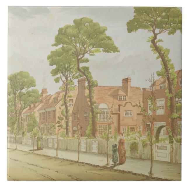 Ansicht von Bedford-Park, 1882 (Farbelitho) Fliese (Vorderseite)
