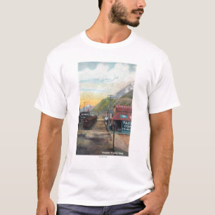 Ansicht von Broadway u. von Eisenbahn CarsSkagway, T-Shirt