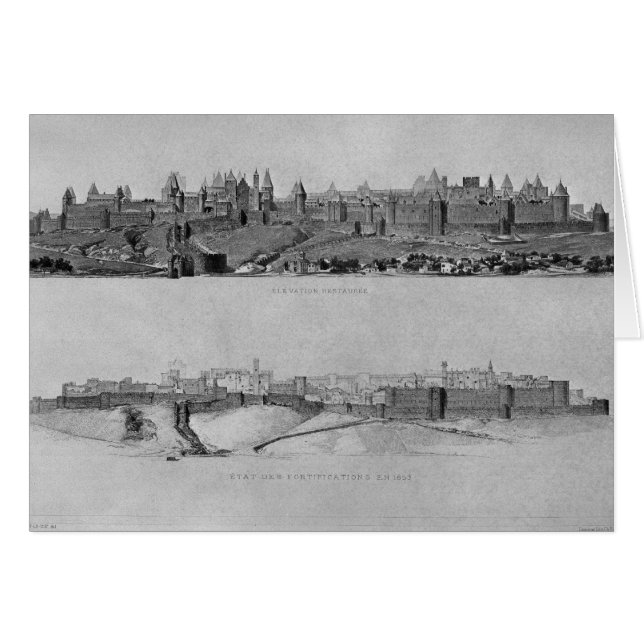 Ansicht von Carcassonne von der Westseite (Vorderseite (Horizontal))