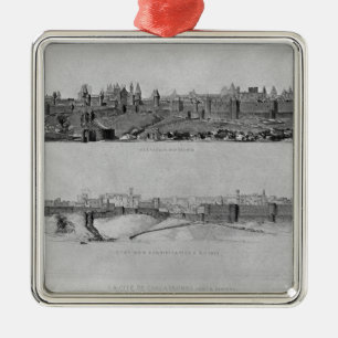 Ansicht von Carcassonne von der Westseite Silbernes Ornament