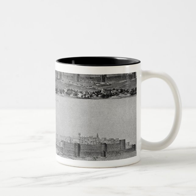 Ansicht von Carcassonne von der Westseite Zweifarbige Tasse (Rechts)