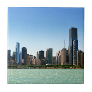Ansicht von Chicago-Skylinen durch Michigansee Fliese