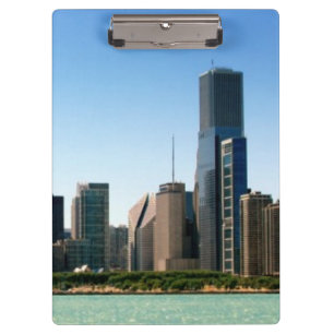 Ansicht von Chicago-Skylinen durch Michigansee Klemmbrett