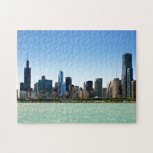 Ansicht von Chicago-Skylinen durch Michigansee Puzzle (Horizontal)