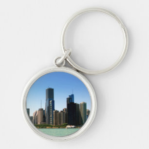 Ansicht von Chicago-Skylinen durch Michigansee Schlüsselanhänger