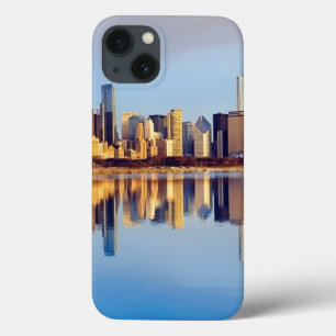 Ansicht von Chicago-Skylinen mit Reflexion iPhone 13 Hülle