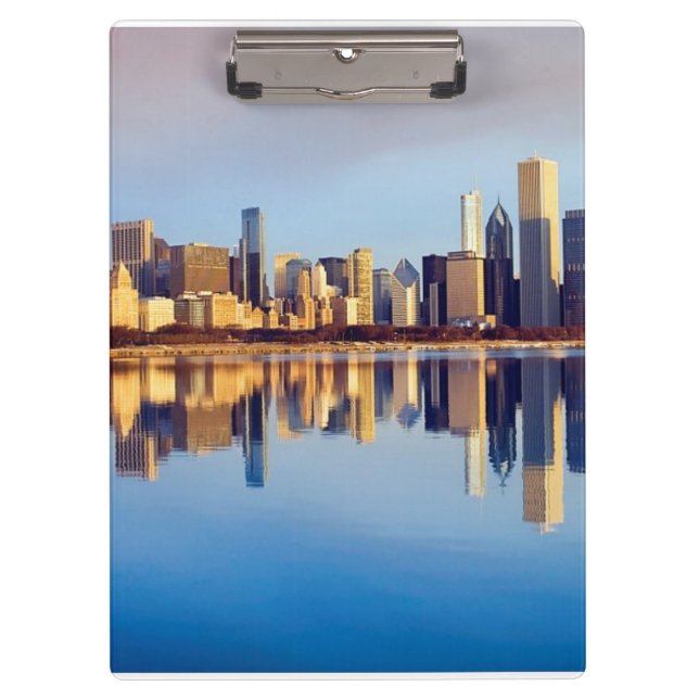 Ansicht von Chicago-Skylinen mit Reflexion Klemmbrett (Vorderseite)