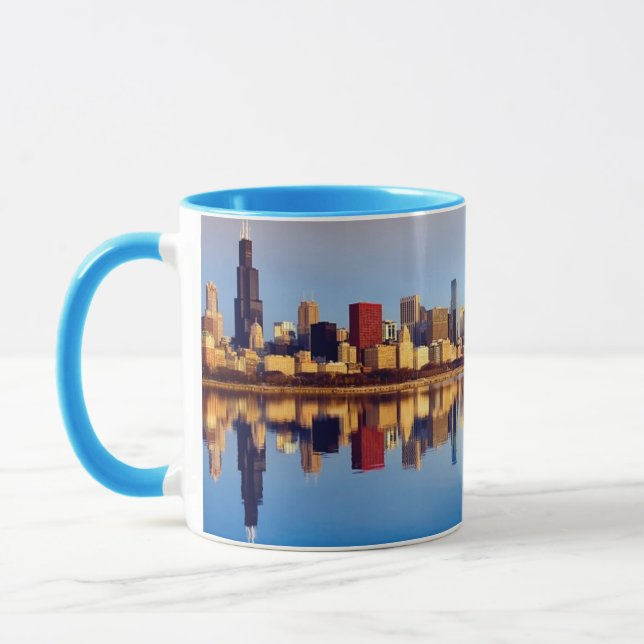 Ansicht von Chicago-Skylinen mit Reflexion Tasse (Links)