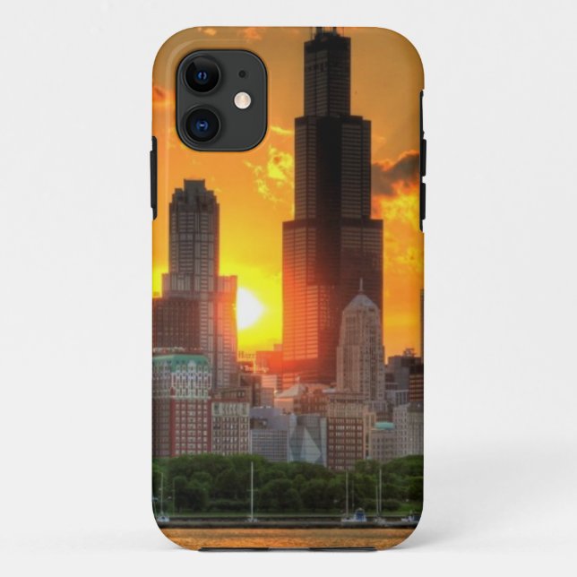 Ansicht von Chicagos Skylinen von Adler Case-Mate iPhone Hülle (Rückseite)