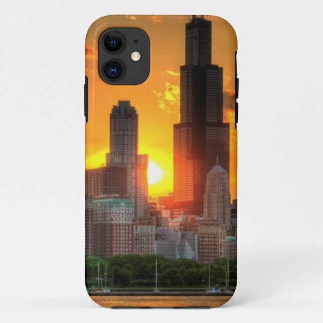 Ansicht von Chicagos Skylinen von Adler Case-Mate iPhone Hülle (Rückseite)