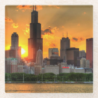Ansicht von Chicagos Skylinen von Adler Glasuntersetzer