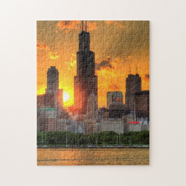Ansicht von Chicagos Skylinen von Adler Puzzle (Vertikal)