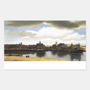 Ansicht von Delft durch Johannes Vermeer Rechteckiger Aufkleber