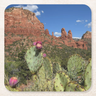Ansicht von DoppelButtes   Sedona, Arizona Rechteckiger Pappuntersetzer