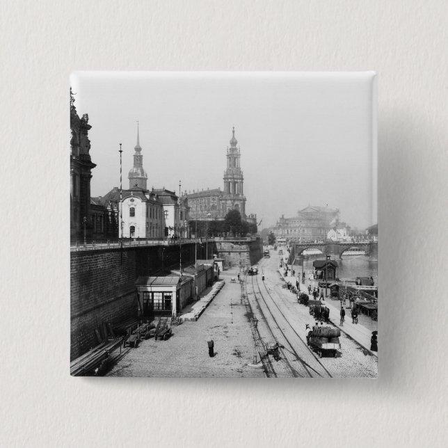 Ansicht von Dresden vom Bruehlsche Terrasse Button (Vorderseite)