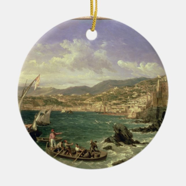 Ansicht von Genua, 1854 (Öl auf Leinwand) Keramikornament (Vorne)