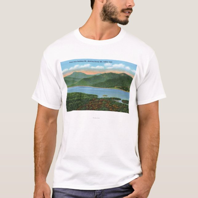 Ansicht von indischem See und von Snowy-Berg T-Shirt (Vorderseite)