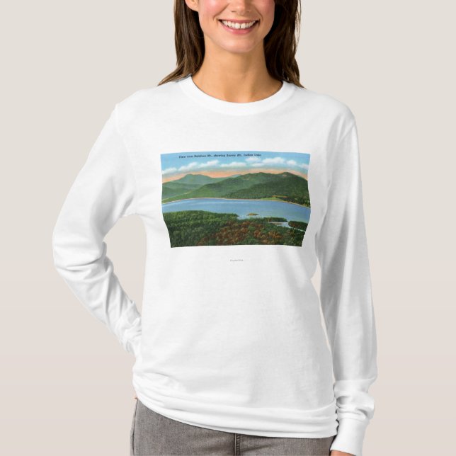 Ansicht von indischem See und von Snowy-Berg T-Shirt (Vorderseite)