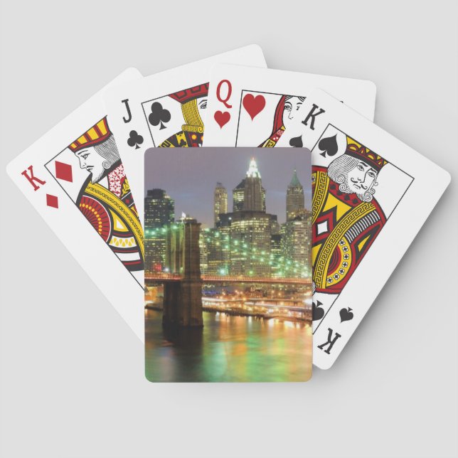 Ansicht von Lower Manhattan und von Spielkarten (Rückseite)