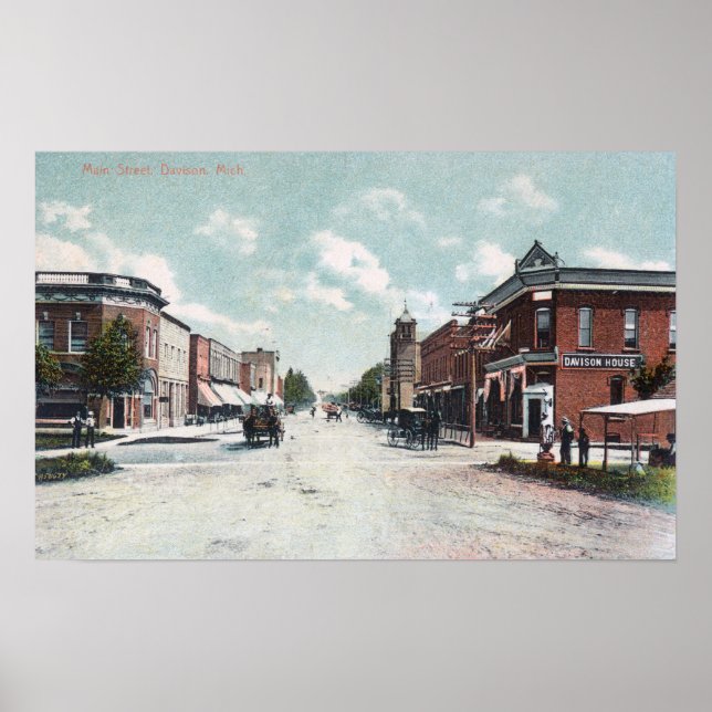 Ansicht von Main StreetDavison, MI Poster (Vorne)