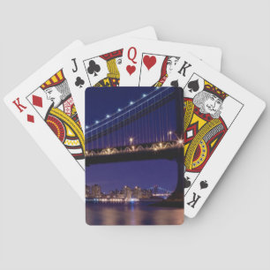 Ansicht von Manhattan-Brücke nachts Spielkarten