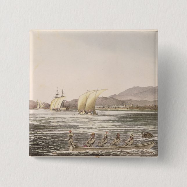 Ansicht von Manila, Philippinen, 1826 Button (Vorderseite)