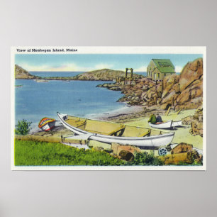 Ansicht von Monhegan Insel, Strand-Szene Poster
