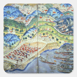 Ansicht von Nizza, vom 'Suleymanname Quadratischer Aufkleber