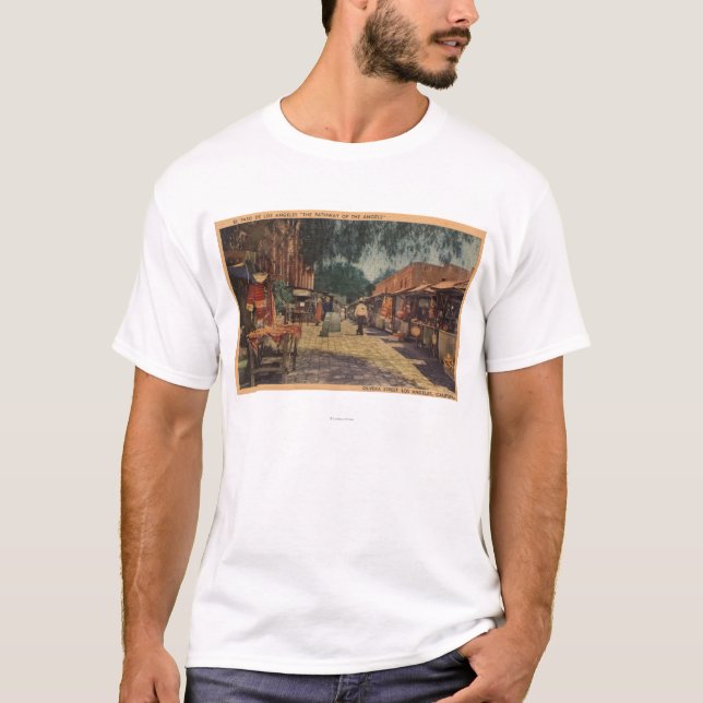 Ansicht von Olvera-St. (El Paso De Los Angeles) T-Shirt (Vorderseite)