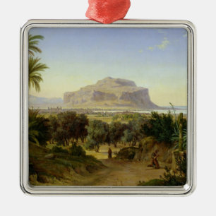 Ansicht von Palermo mit Berg Pellegrino Ornament Aus Metall