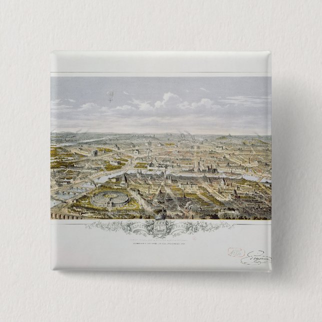 Ansicht von Paris vom Bois de Boulogne Button (Vorderseite)