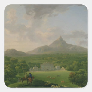 Ansicht von Powerscourt, Landkreis Wicklow, Quadratischer Aufkleber