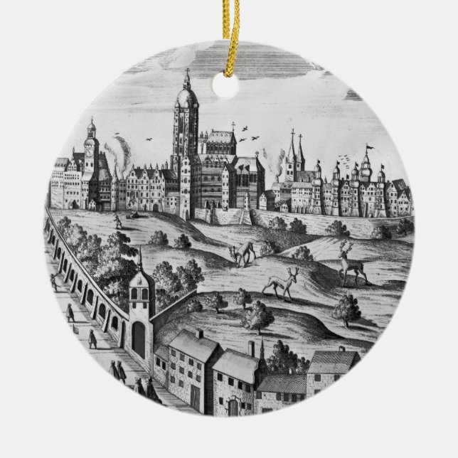 Ansicht von Prag den Kaiserpalast zeigend und Keramik Ornament (Vorne)