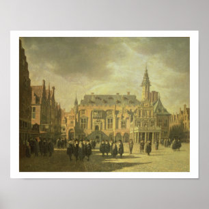 Ansicht von Rathaus im Marktplatz von Haar Poster