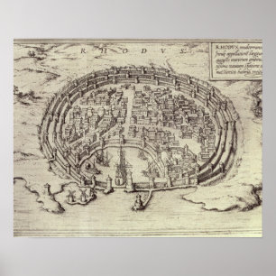 Ansicht von Rhodos, 'vom Theater der Hauptstädte Poster