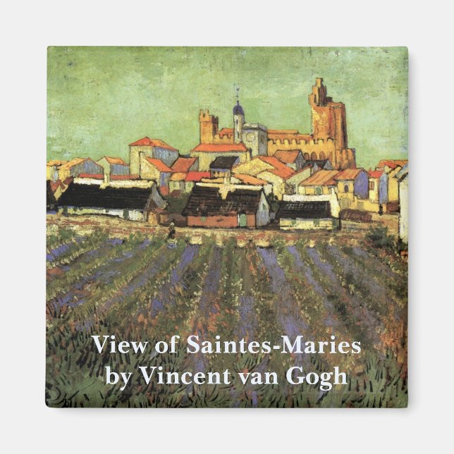 Ansicht von Saintes Maries von Vincent van Gogh Magnet (Vorne)