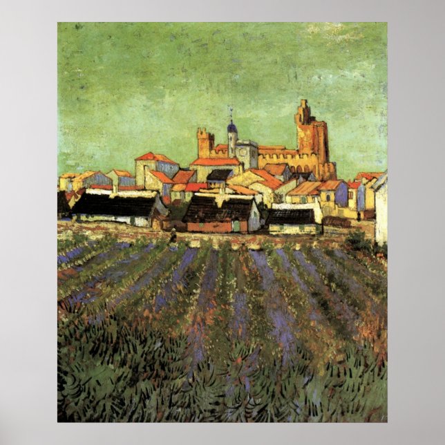 Ansicht von Saintes-Maries von Vincent van Gogh Poster (Vorne)