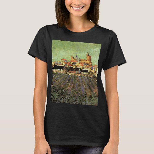 Ansicht von Saintes Maries von Vincent van Gogh T-Shirt (Vorderseite)