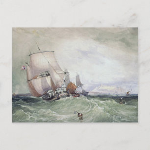 Ansicht von Scarborough mit einem Collier Brig Postkarte