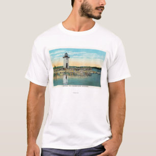 Ansicht von See Cobbosseecontee und von Leuchtturm T-Shirt