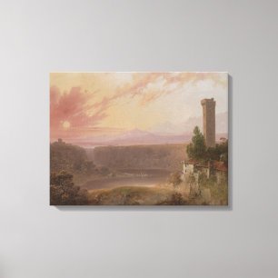 Ansicht von See Nemi am Sonnenuntergang Leinwanddruck