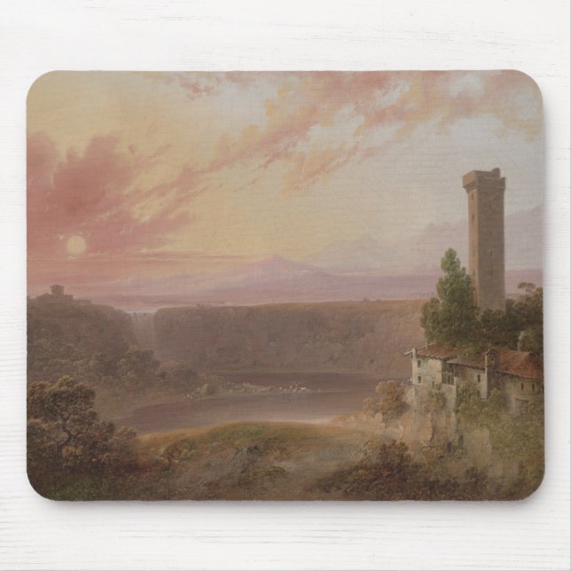 Ansicht von See Nemi am Sonnenuntergang Mousepad (Vorne)