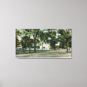 Ansicht von See Quannapowitt und von Seeufer Leinwanddruck