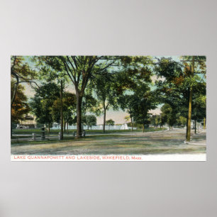Ansicht von See Quannapowitt und von Seeufer Poster