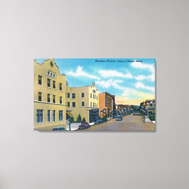 Ansicht von Sherman AvenueCoeur d'Alene, ID Leinwanddruck (Vorderseite)